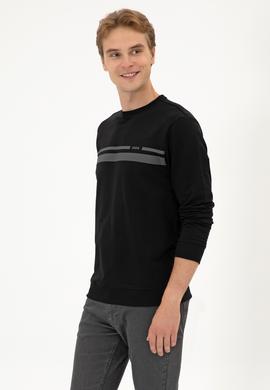Erkek Regular Fit Bisiklet Yaka Siyah İnce Sweatshirt - 50313801017