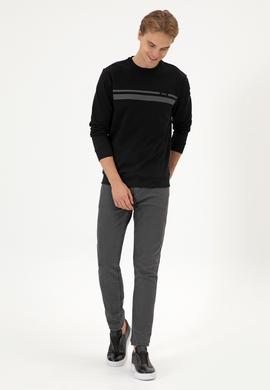 Erkek Regular Fit Bisiklet Yaka Siyah İnce Sweatshirt - 50313801017