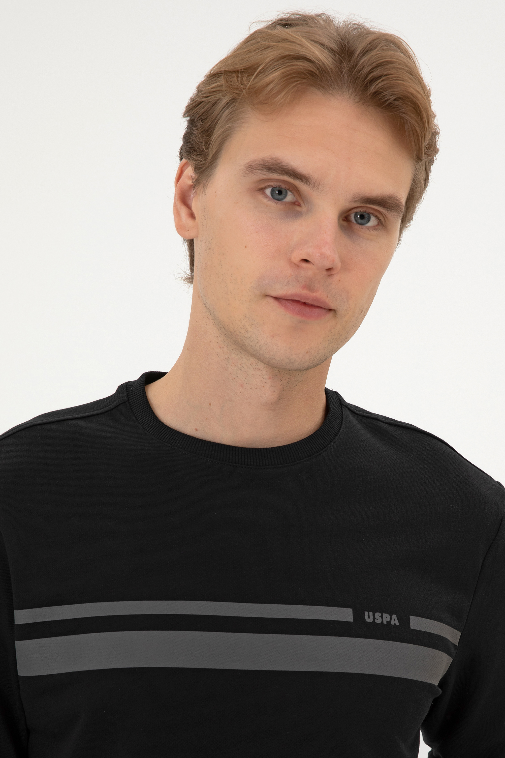 Erkek Regular Fit Bisiklet Yaka Siyah İnce Sweatshirt - Image 2