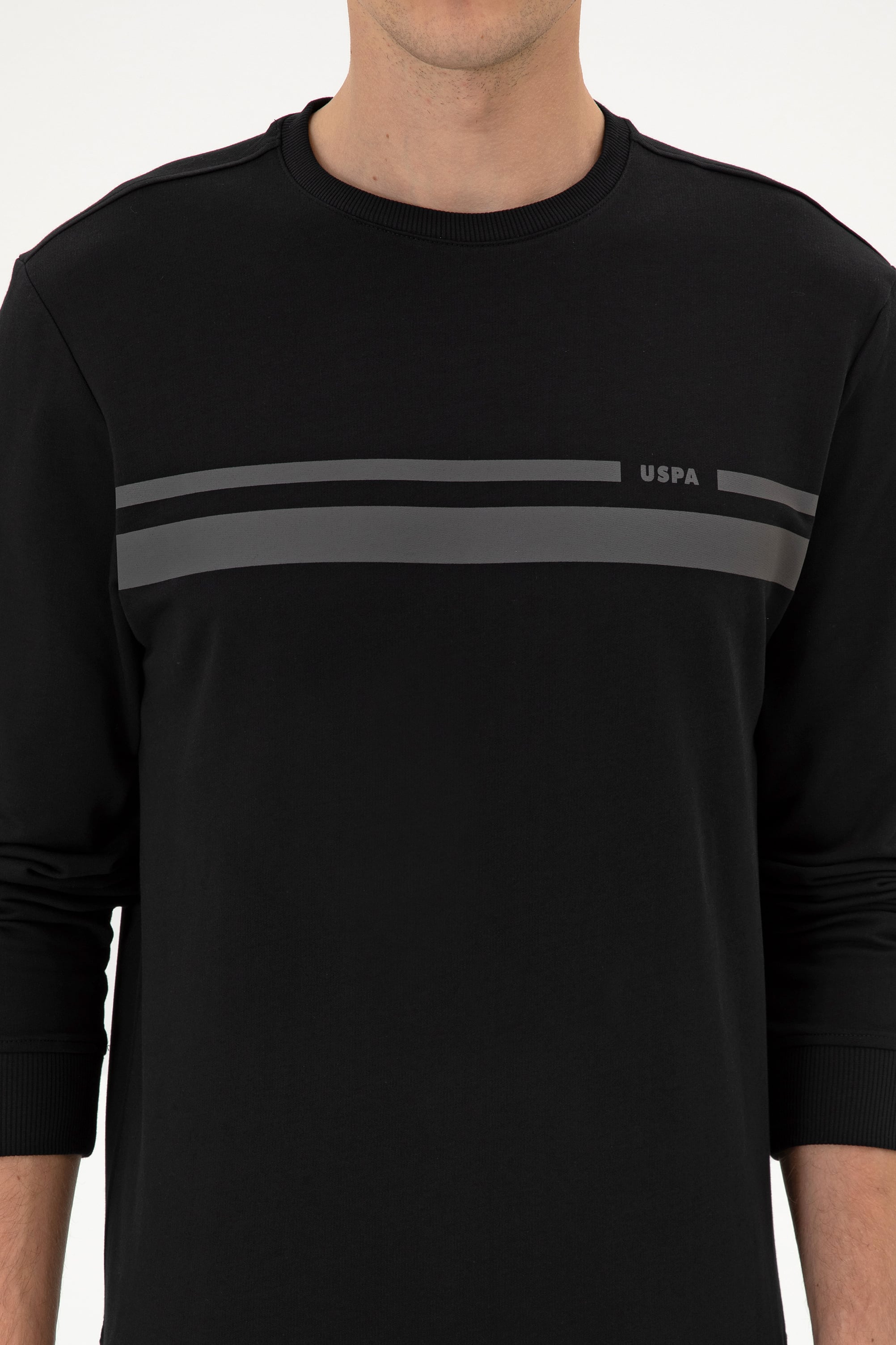 Erkek Regular Fit Bisiklet Yaka Siyah İnce Sweatshirt