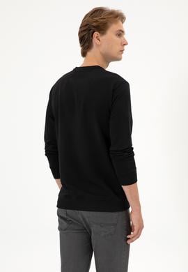 Erkek Regular Fit Bisiklet Yaka Siyah İnce Sweatshirt - 50313801017