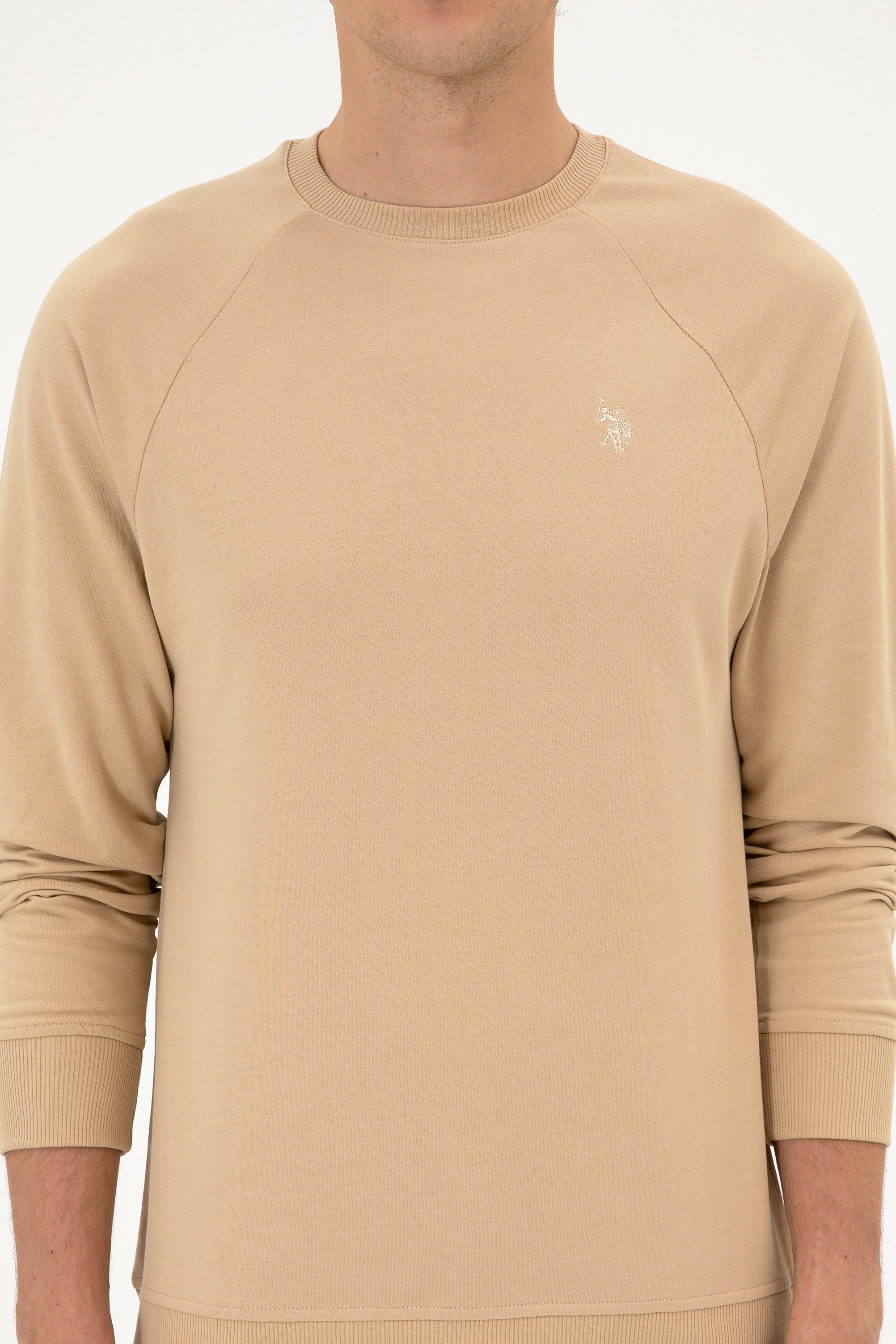 Erkek Regular Fit Bisiklet Yaka Kum İnce Basic Sweatshirt - Image 6