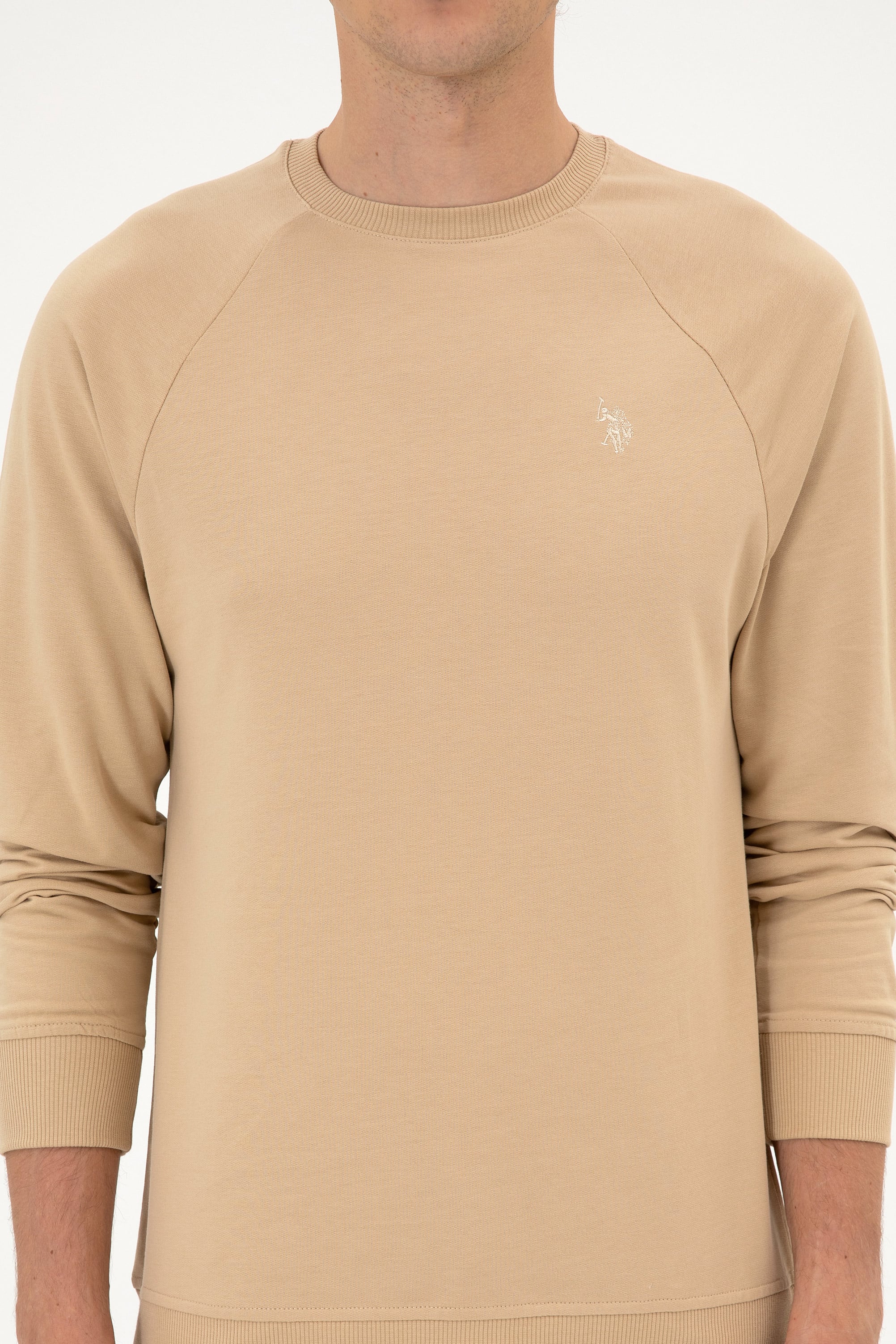 Erkek Regular Fit Bisiklet Yaka Kum İnce Basic Sweatshirt