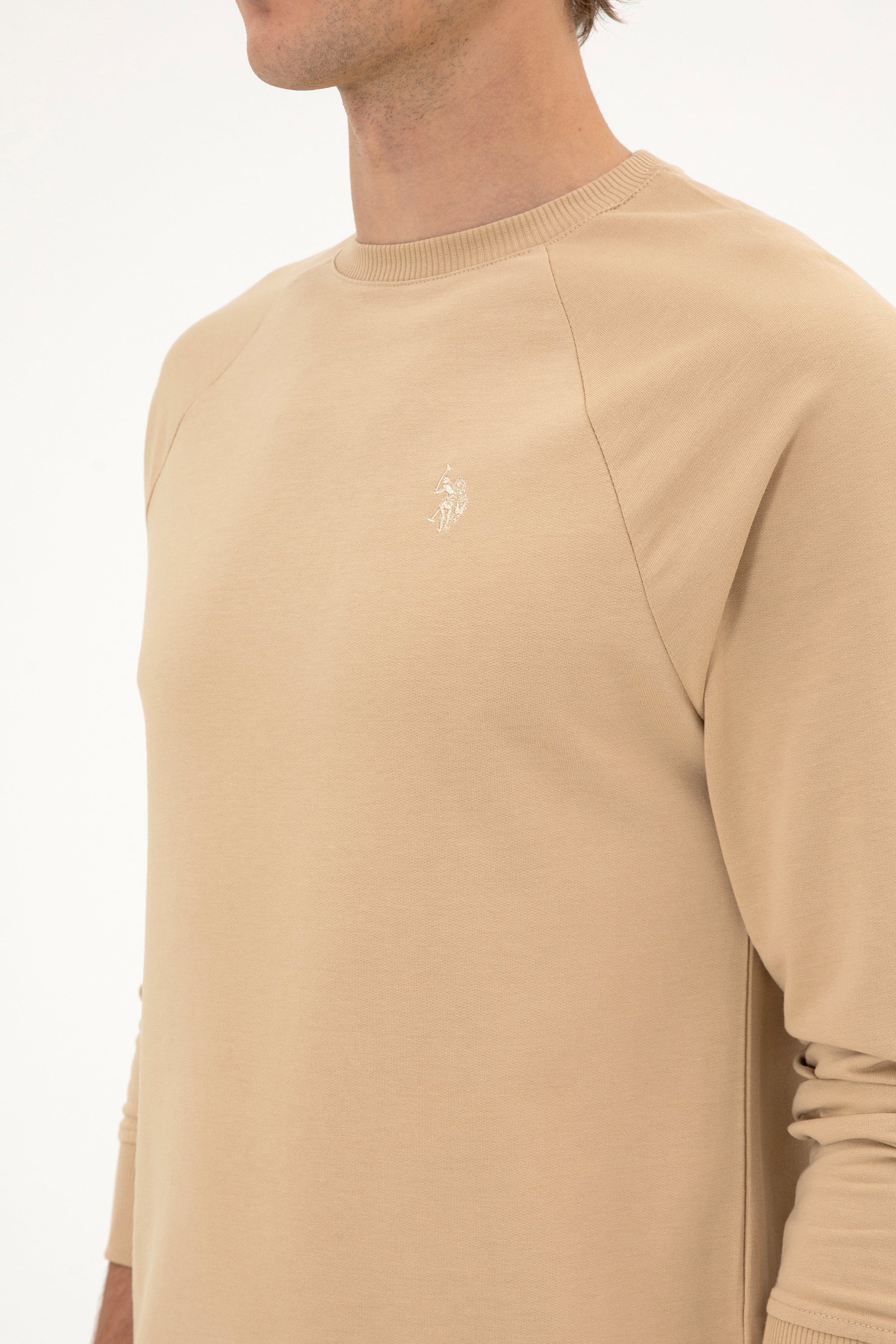 Erkek Regular Fit Bisiklet Yaka Kum İnce Basic Sweatshirt - Image 7