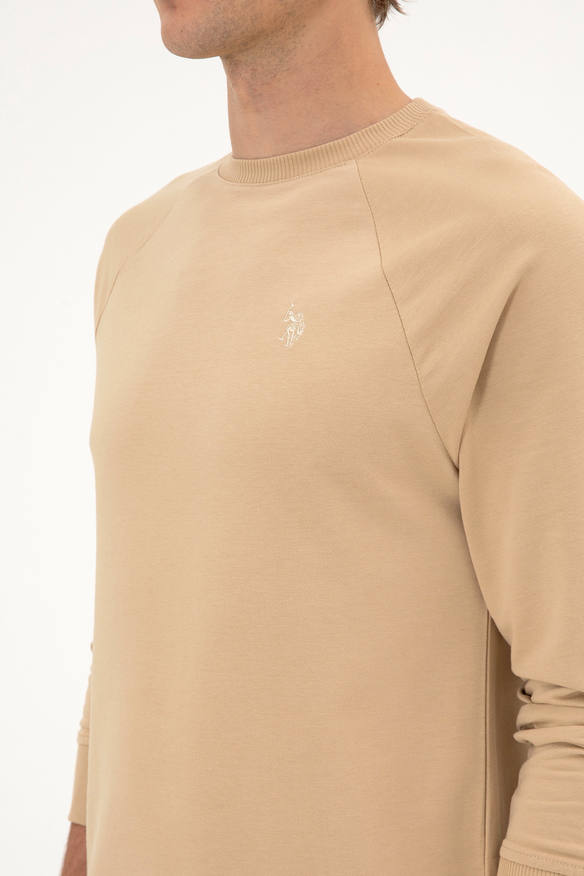 Erkek Regular Fit Bisiklet Yaka Kum İnce Basic Sweatshirt