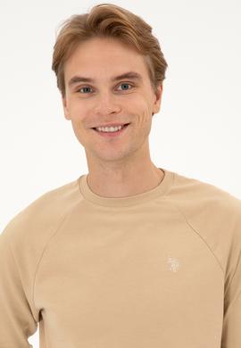 Erkek Regular Fit Bisiklet Yaka Kum İnce Basic Sweatshirt - 50313752127