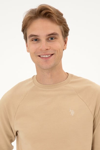 Erkek Regular Fit Bisiklet Yaka Kum İnce Basic Sweatshirt