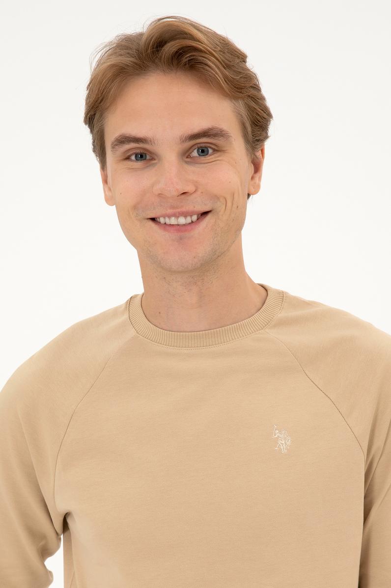 Erkek Regular Fit Bisiklet Yaka Kum İnce Basic Sweatshirt