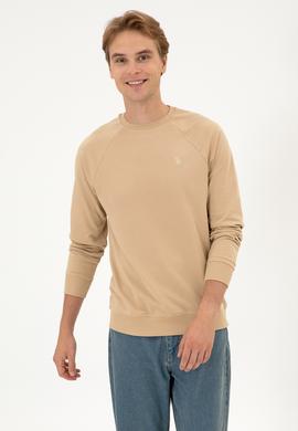 Erkek Regular Fit Bisiklet Yaka Kum İnce Basic Sweatshirt - 50313752127