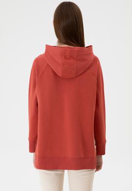 Kadın Kiremit Yırtmaçlı Kapüşonlu Sweatshırt - 50313611030