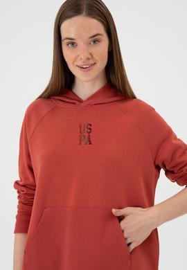 Kadın Kiremit Yırtmaçlı Kapüşonlu Sweatshırt - 50313611030