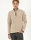 Erkek Regular Fit Koyu Bej Polar Yarım Fermuarlı Basic Sweatshirt