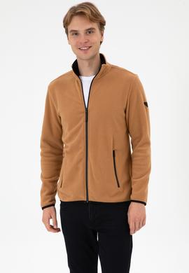 Erkek Regular Fit Camel Polar Örme Hırka - 50313779031