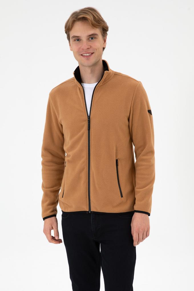 Erkek Regular Fit Camel Polar Örme Hırka