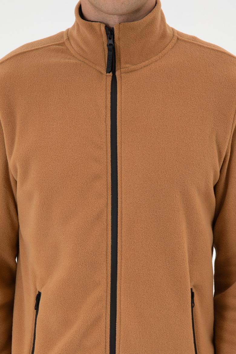 Erkek Regular Fit Camel Polar Örme Hırka - 50313779031