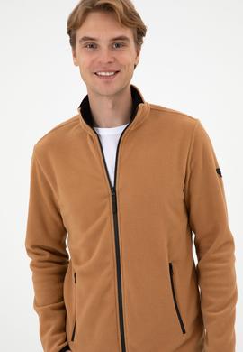Erkek Regular Fit Camel Polar Örme Hırka - 50313779031
