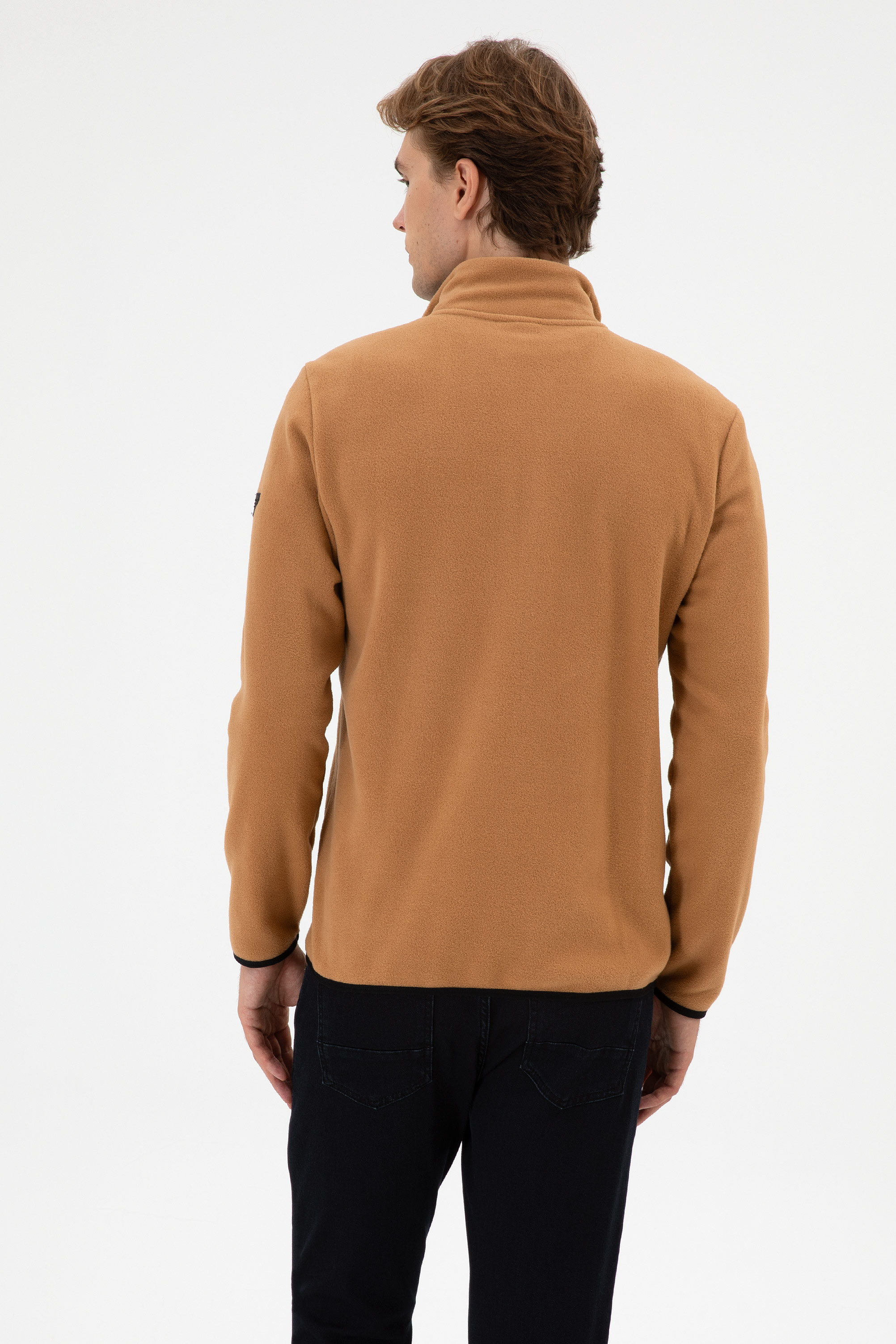 Erkek Regular Fit Camel Polar Örme Hırka