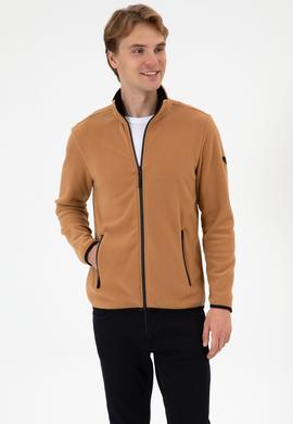 Erkek Regular Fit Camel Polar Örme Hırka - 50313779031