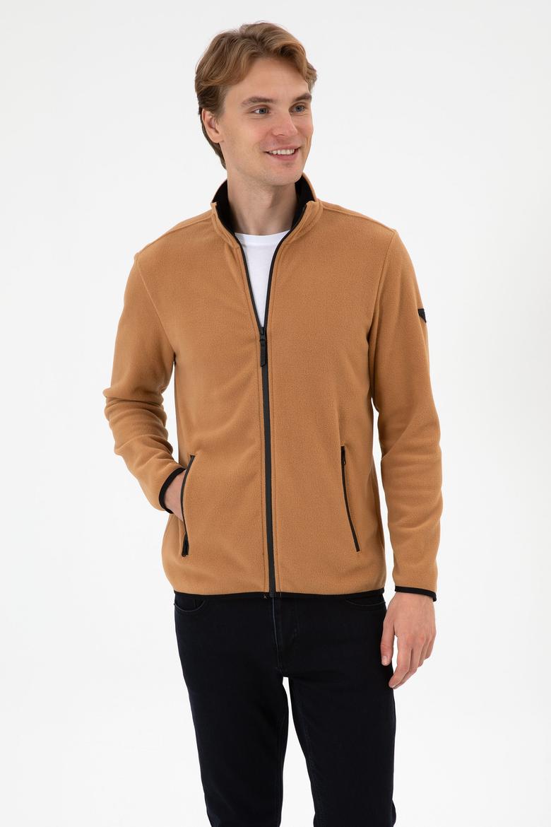 Erkek Regular Fit Camel Polar Örme Hırka - 50313779031