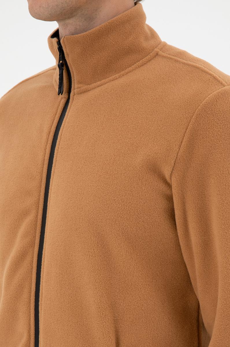 Erkek Regular Fit Camel Polar Örme Hırka