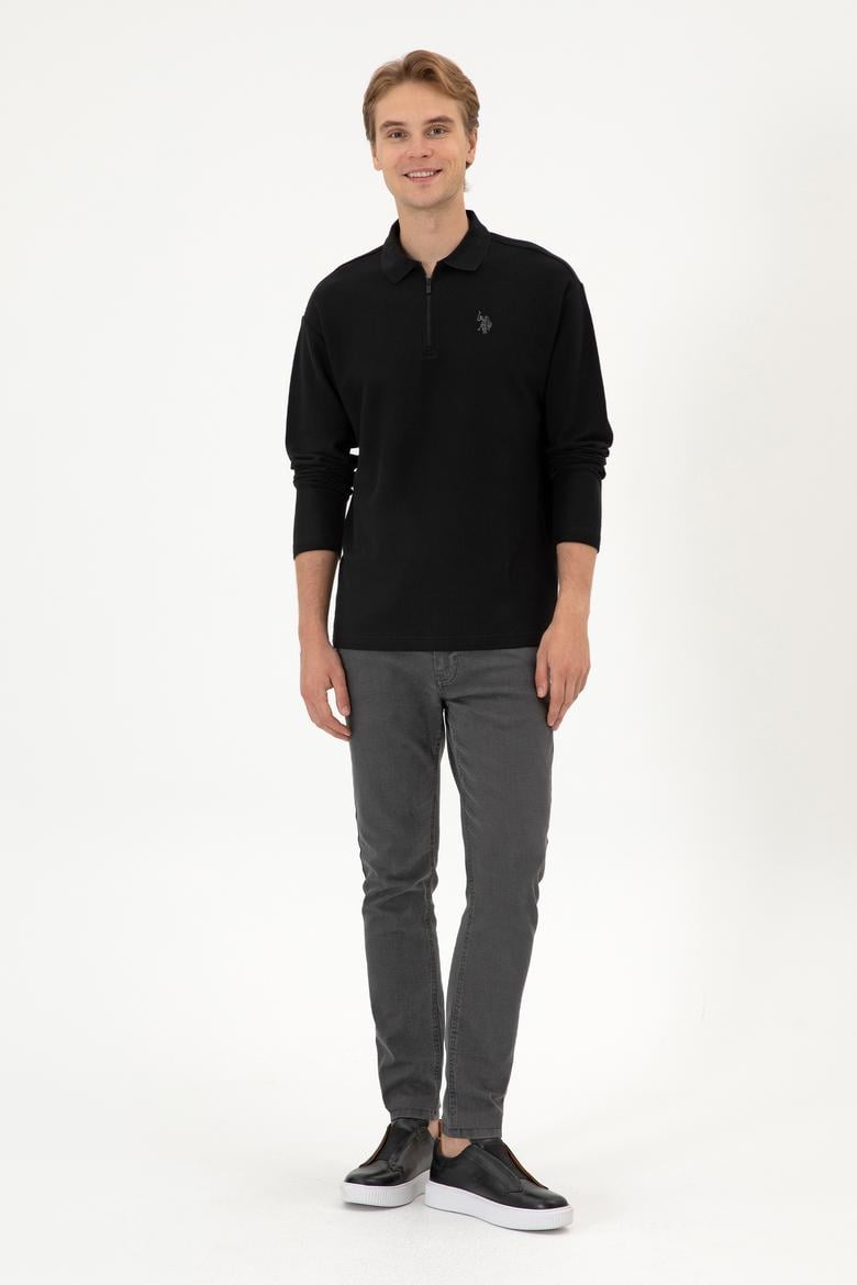 Erkek Comfort Fit Yarım Fermuarlı Siyah Sweatshirt - 50313754011