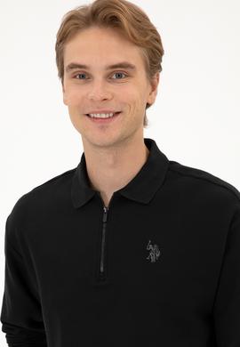 Erkek Comfort Fit Yarım Fermuarlı Siyah Sweatshirt - 50313754011