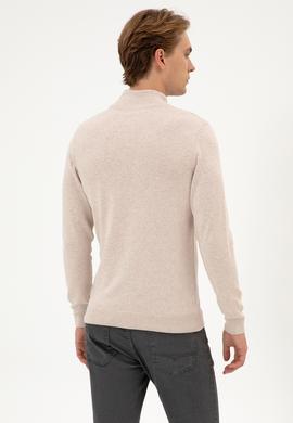 Erkek Slim Fit Boğazlı Taş Melanj Basic Kazak - 50313712032