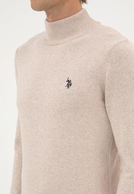 Erkek Slim Fit Boğazlı Taş Melanj Basic Kazak - 50313712032