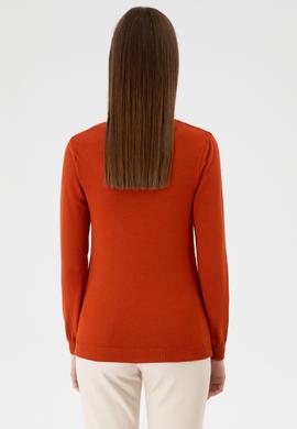 Kadın Kiremit V Yaka Basic Kazak - 50313590116