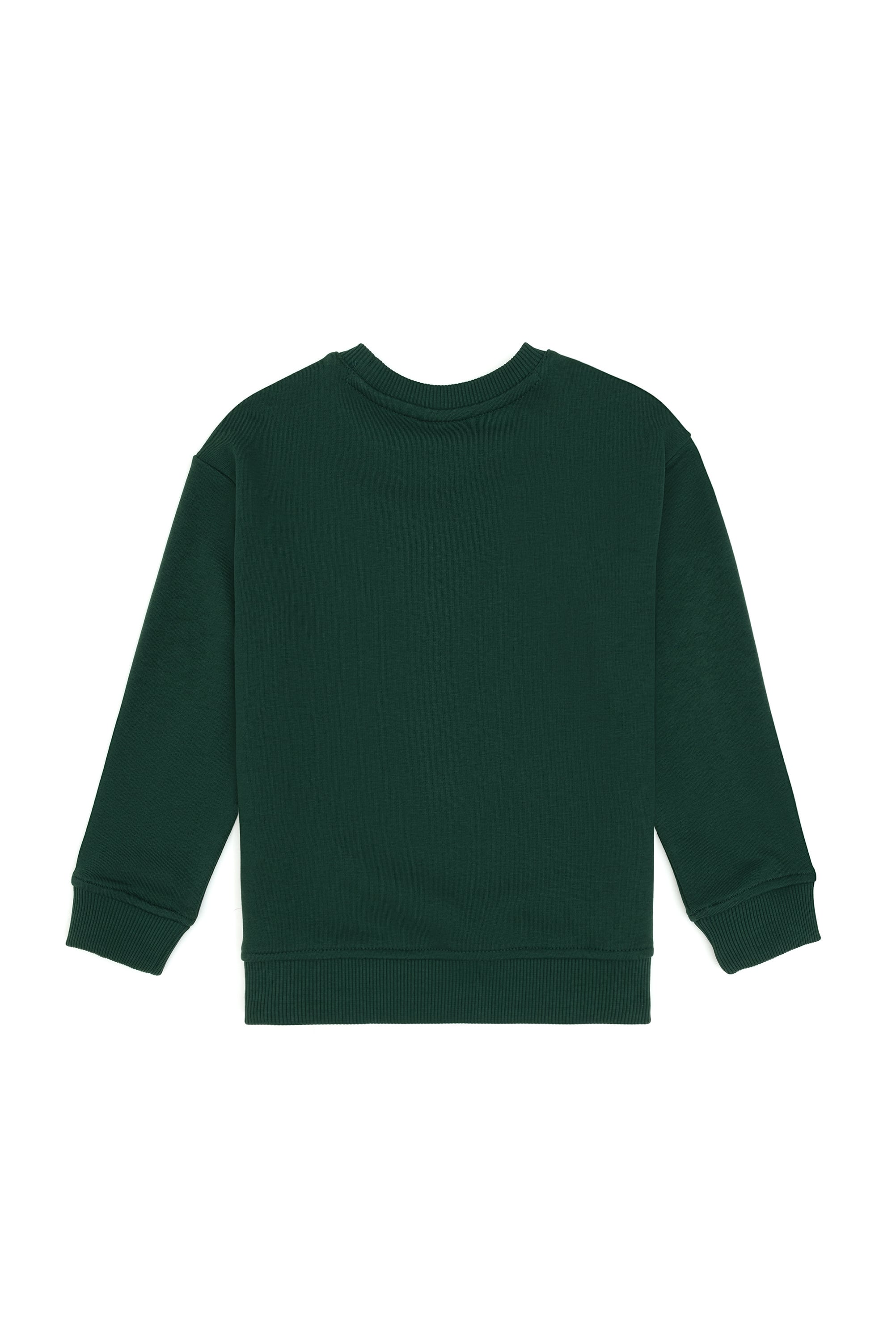 Erkek Çocuk Koyu Yeşil Bisiklet Yaka Sweatshirt - Image 2
