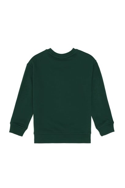 Erkek Çocuk Koyu Yeşil Bisiklet Yaka Sweatshirt