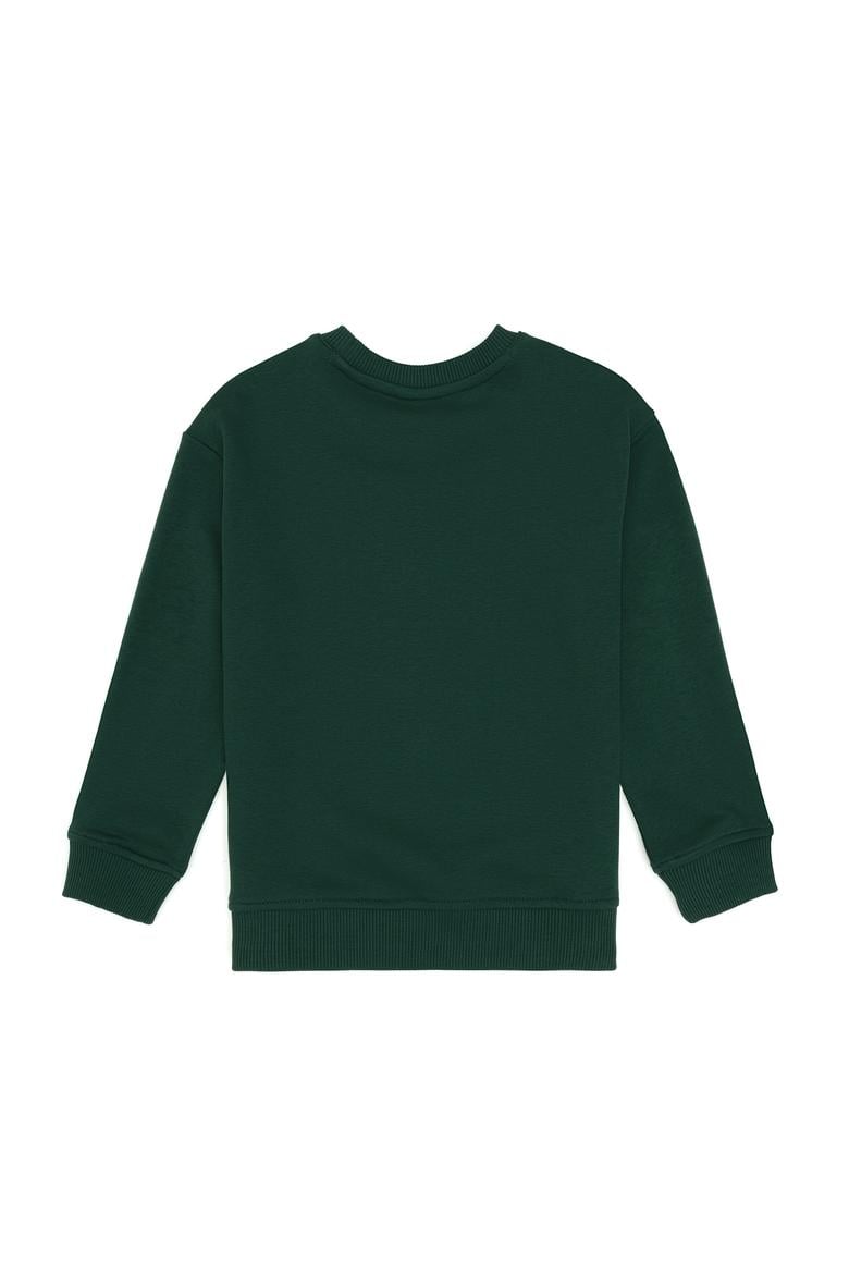 Erkek Çocuk Koyu Yeşil Bisiklet Yaka Sweatshirt - 50313843021