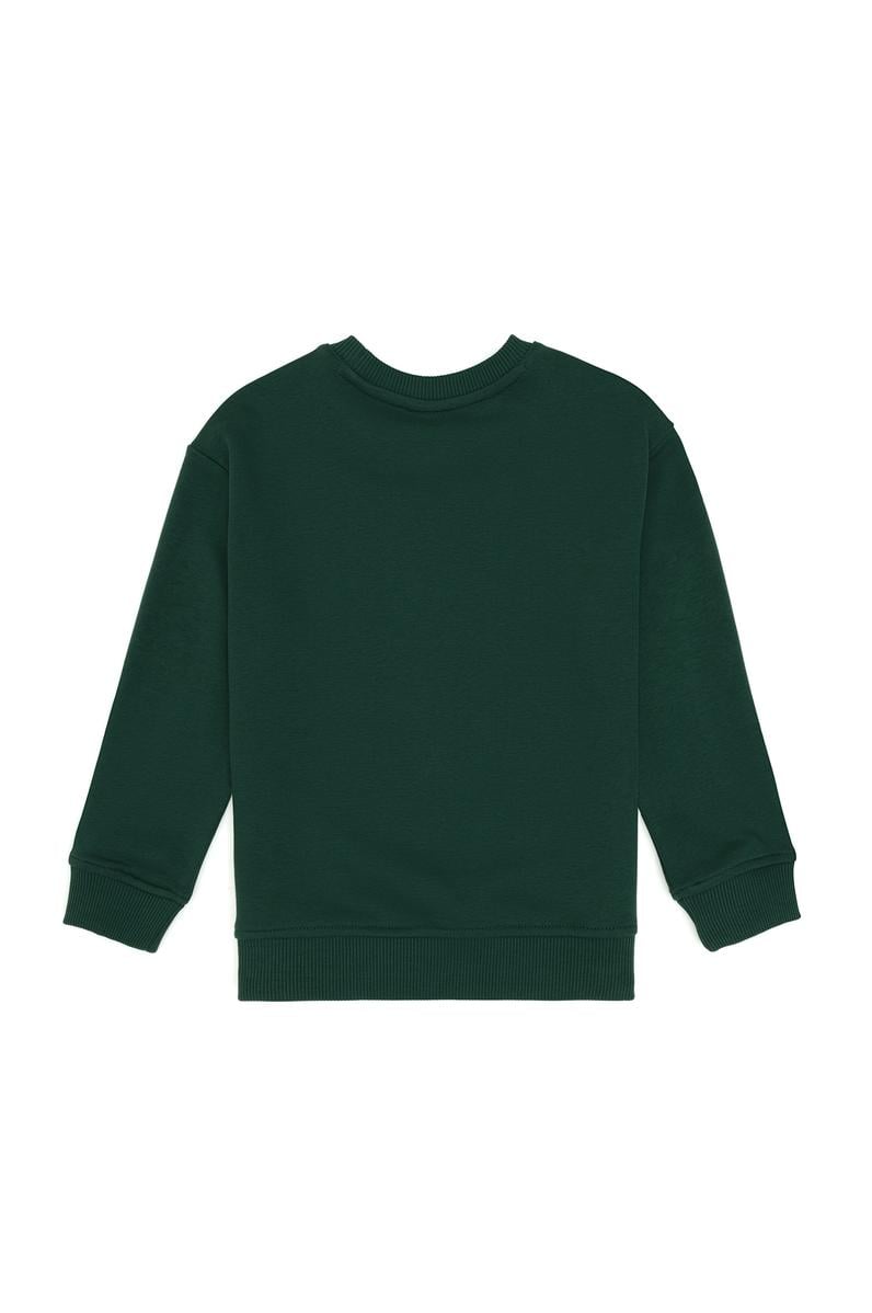 Erkek Çocuk Koyu Yeşil Bisiklet Yaka Sweatshirt