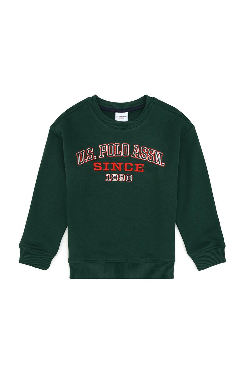 Erkek Çocuk Koyu Yeşil Bisiklet Yaka Sweatshirt