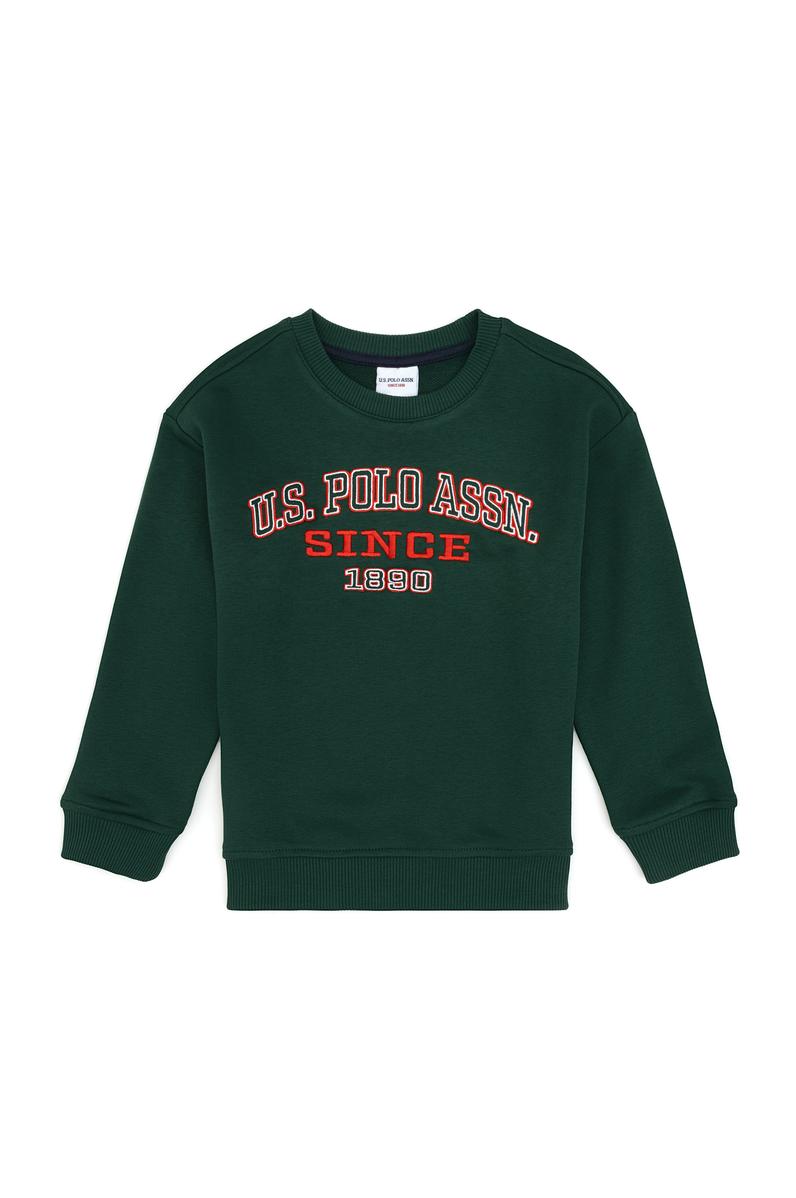 Erkek Çocuk Koyu Yeşil Bisiklet Yaka Sweatshirt