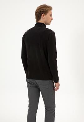 Erkek Regular Fit Siyah Polar Yarım Fermuarlı Basic Sweatshirt - 50313777036