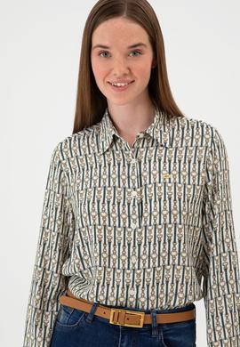 Kadın Beyaz Uzun Kollu Gömlek - 50316381010