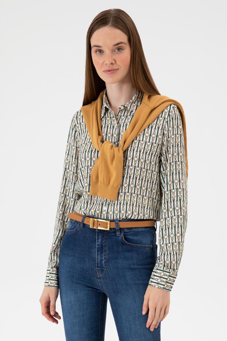 Kadın Beyaz Uzun Kollu Gömlek - 50316381010