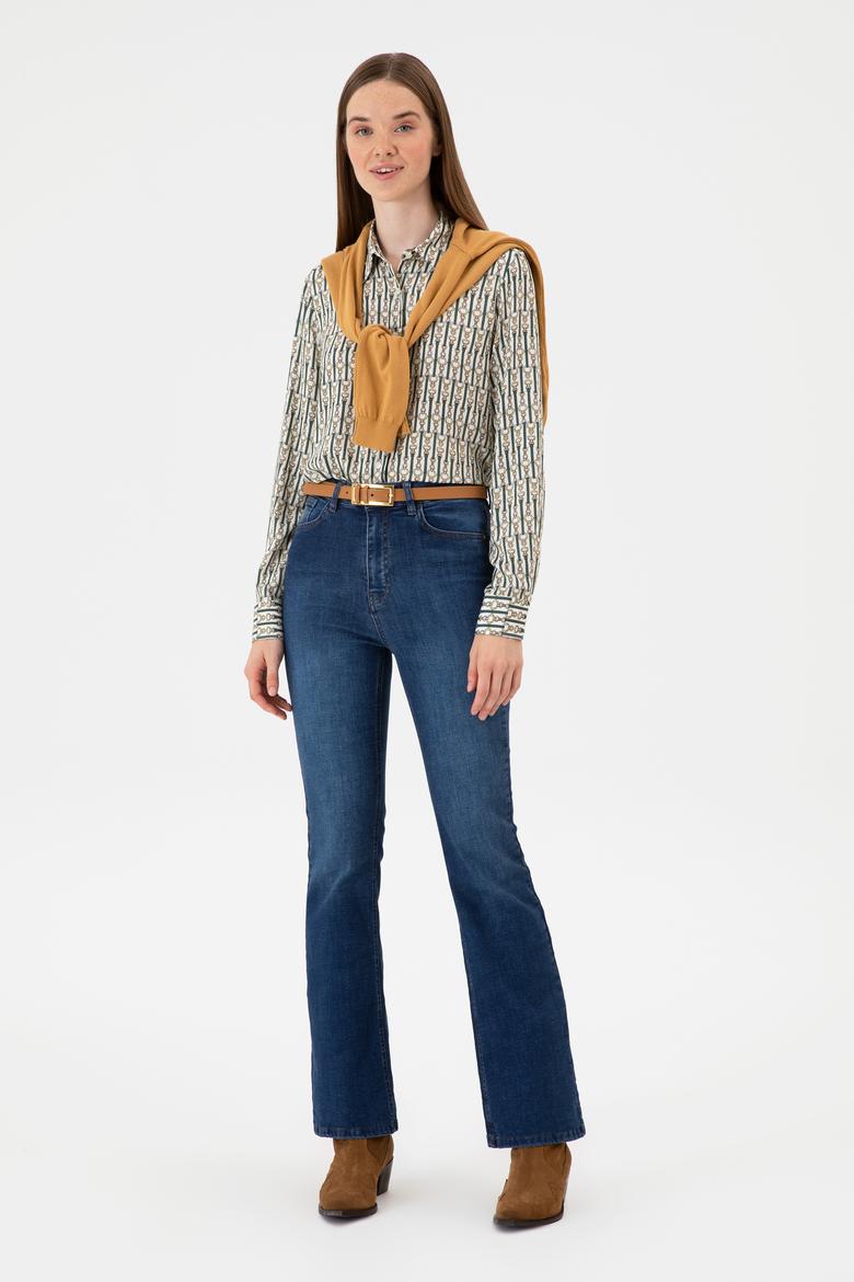 Kadın Beyaz Uzun Kollu Gömlek - 50316381010