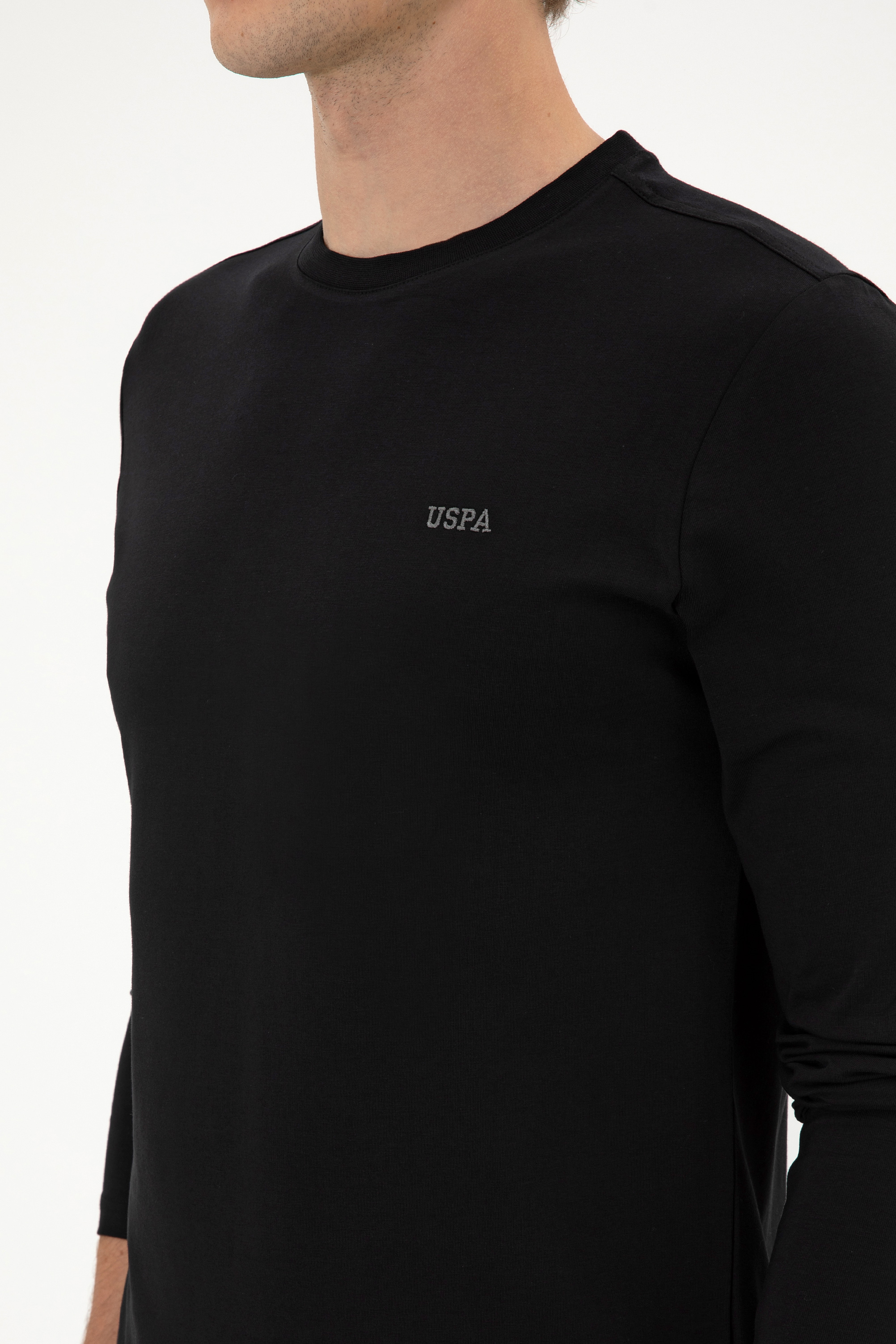 Erkek Slim Fit Bisiklet Yaka Siyah Süprem Basic Sweatshirt - Image 7