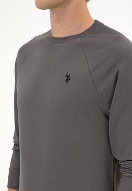 Erkek Regular Fit Bisiklet Yaka Gri İnce Basic Sweatshirt - 50313752107