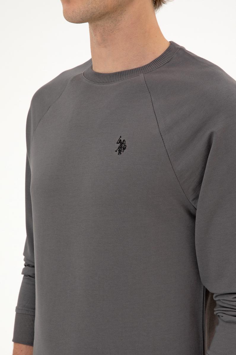 Erkek Regular Fit Bisiklet Yaka Gri İnce Basic Sweatshirt