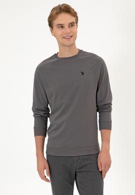 Erkek Regular Fit Bisiklet Yaka Gri İnce Basic Sweatshirt - 50313752107