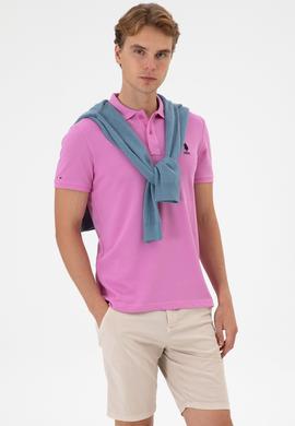 Erkek Fuşya Basic Tişört - 50298041311