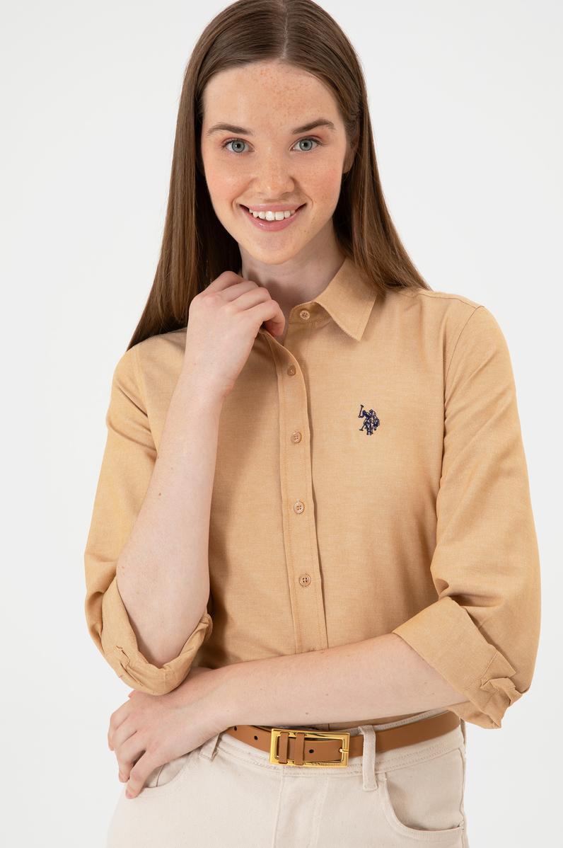Kadın Camel Uzun Kollu Basic Gömlek
