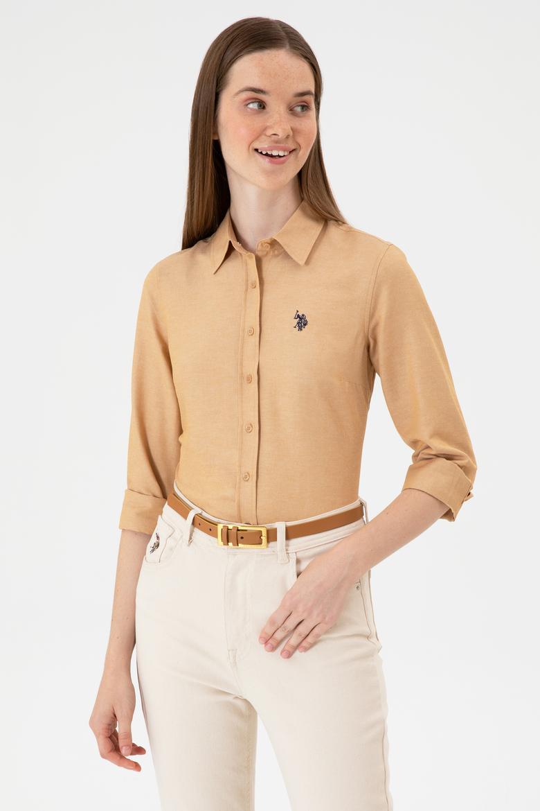 Kadın Camel Uzun Kollu Basic Gömlek - 50316711034