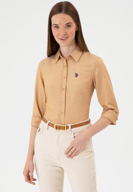 Kadın Camel Uzun Kollu Basic Gömlek - 50316711034