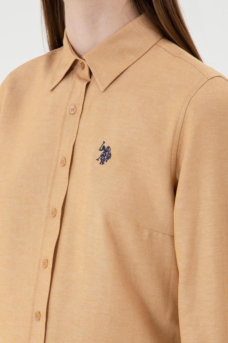 Kadın Camel Uzun Kollu Basic Gömlek