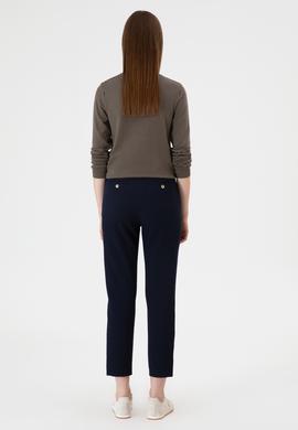 Kadın Açık Lacivert Carrot High Waist Fit Kanvas Pantolon - 50309273034