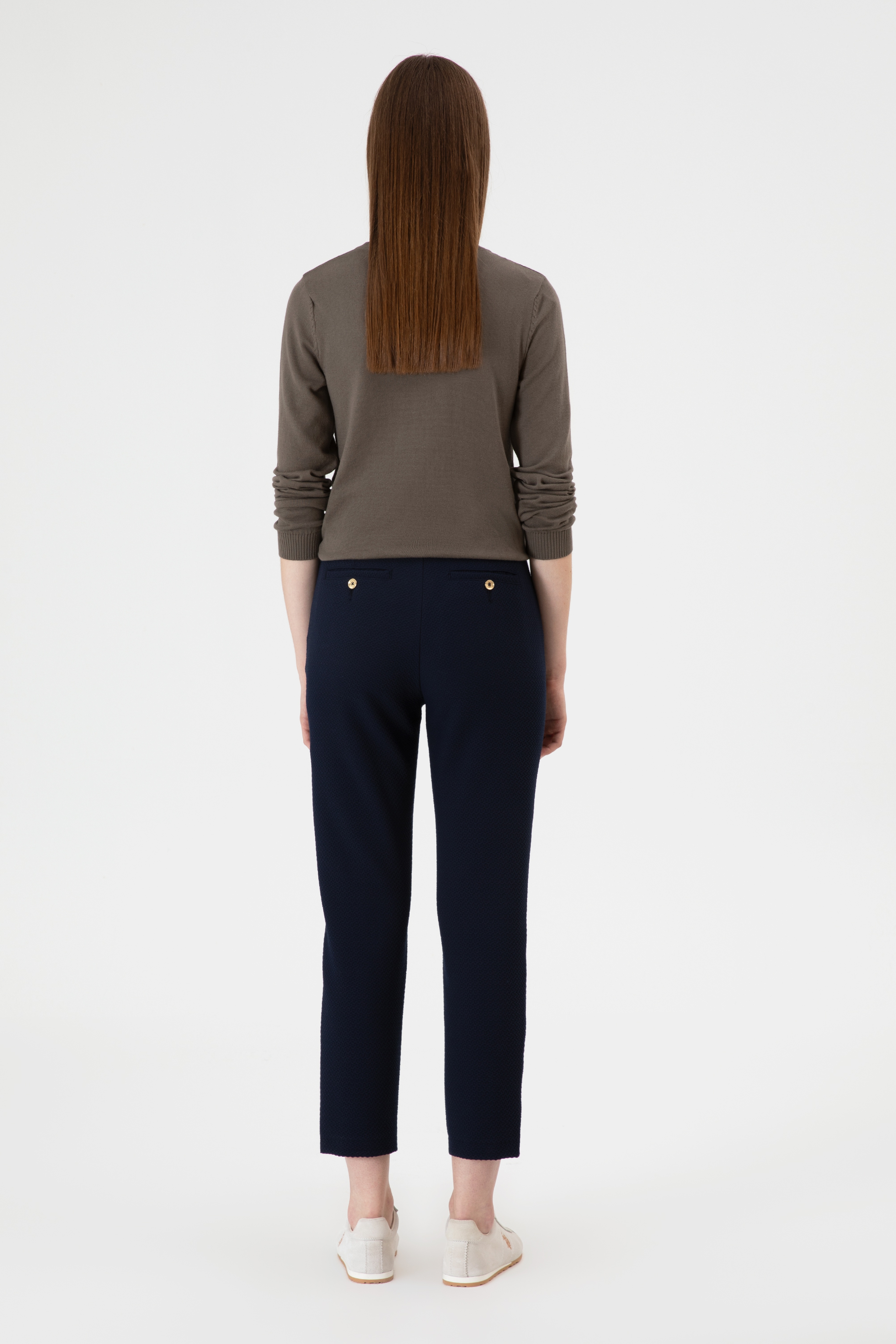 Kadın Açık Lacivert Carrot High Waist Fit Kanvas Pantolon